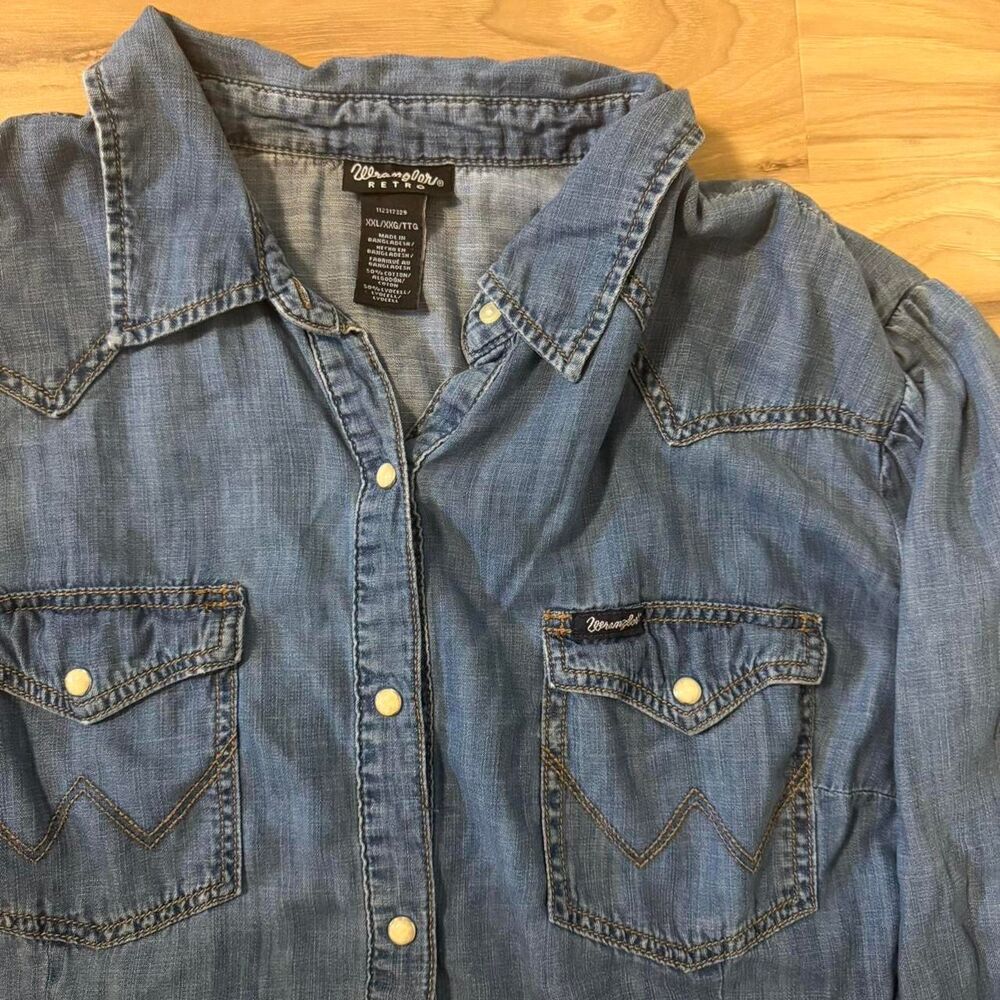 Wrangler Blue Denim Button-Down Shirt